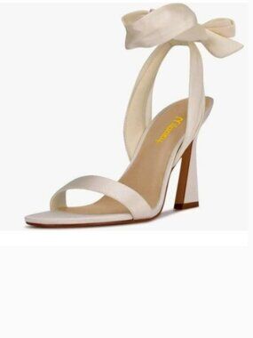Milooey shoes Beige Open Toe Strappy Lace Up Block High Heels Ankle Strap Sandal